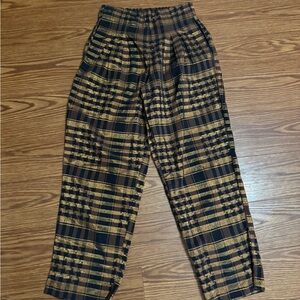 Ace & Jig Checkered High-Waisted XS Pants Shiny Plaid Gold Pockets